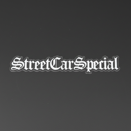 StreetCarSpecial die-cut vinyl sticker in blackletter gothic style